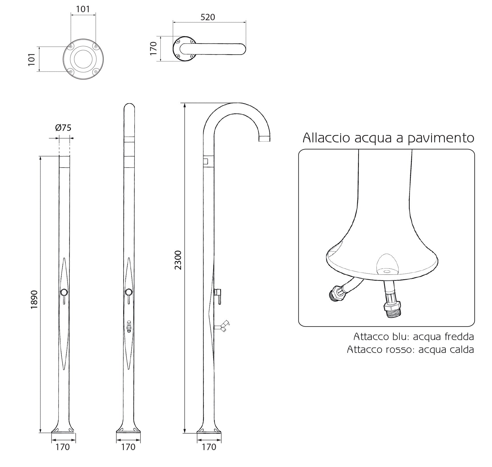 Doccia da Esterno Giardino Miscelatore e Lavapiedi Arkema Funny Yin Ruby