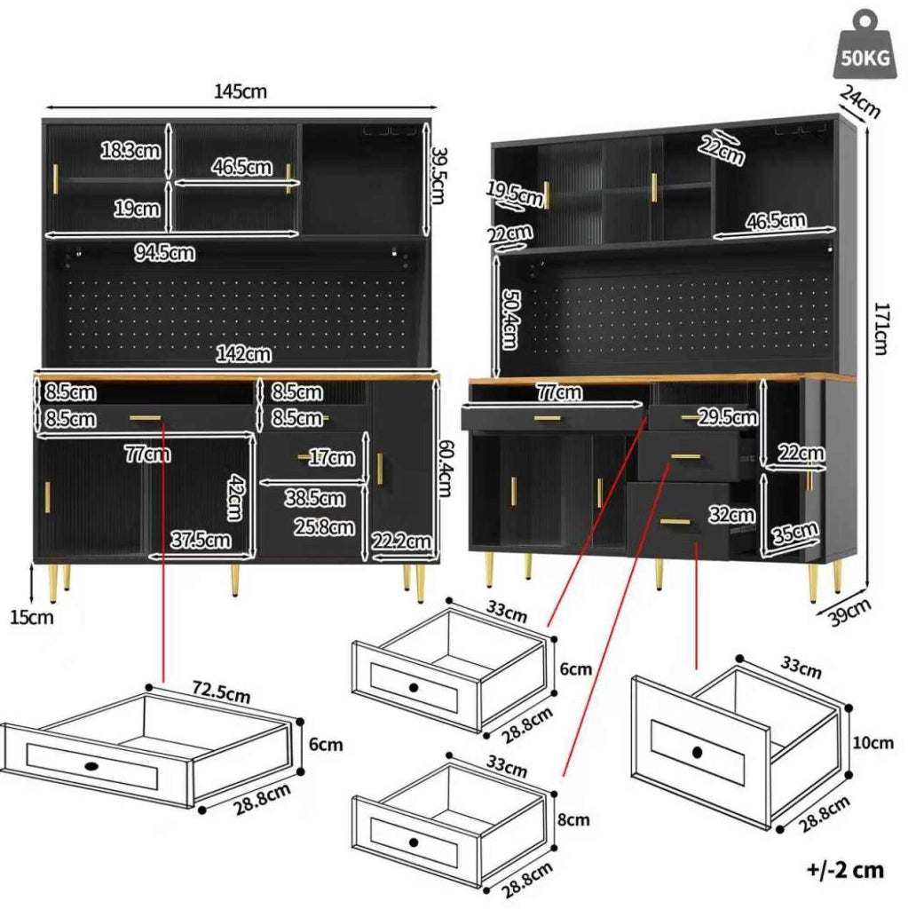 Mobile alto multifunzione con LED e ante scorrevoli in vetro