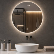 Specchio Tondo Diametro 60cm Led a 3 Colori Decorazione Interni Accensione Touch