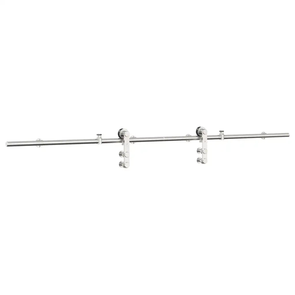 Kit Binari Porta Scorrevole 200 cm Acciaio Inossidabile Argento