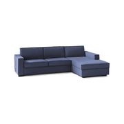 Ametrino, Divano Fisso con Penisola Sfoderabile Made in Italy, 280x95 cm blu