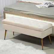 Panca contenitore in poliestere con coperchio a chiusura dolce e seduta trapuntata per ingresso beige 102 × 35 × 43 cm