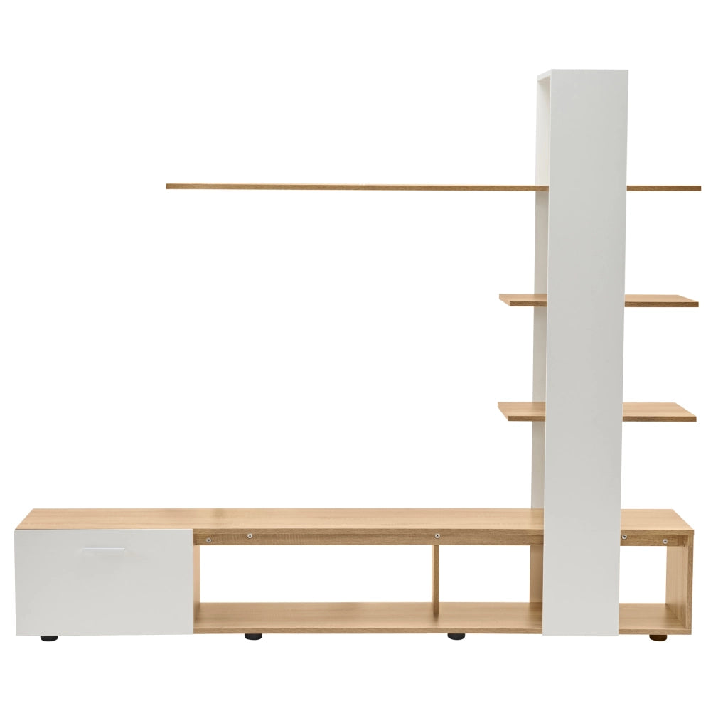 Mobile TV da Parete ¨C Xylo ¨C Rovere Bianco, Legno, 180x33,5x151,5 cm