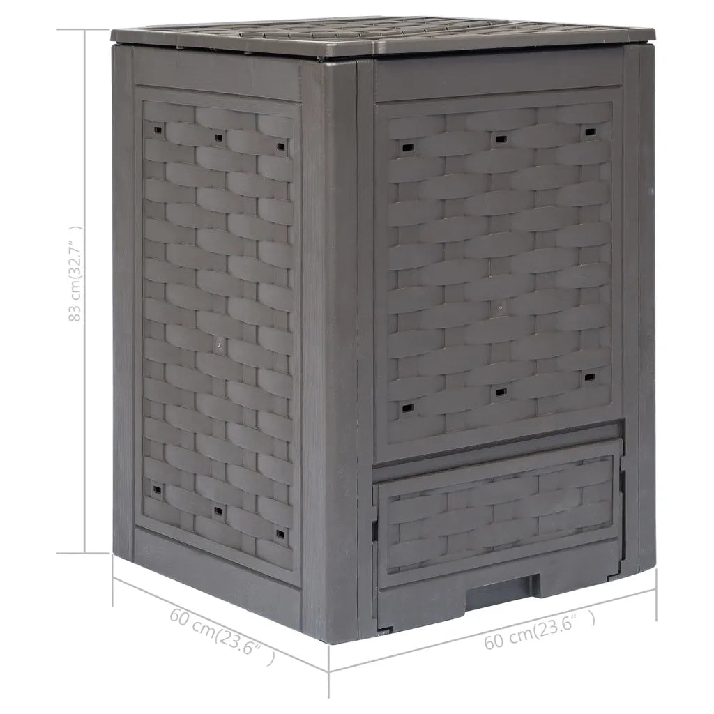 Compostiera Giardino Marrone 60x60x83 cm 300 L Rattan Plastica cod mxl 49414