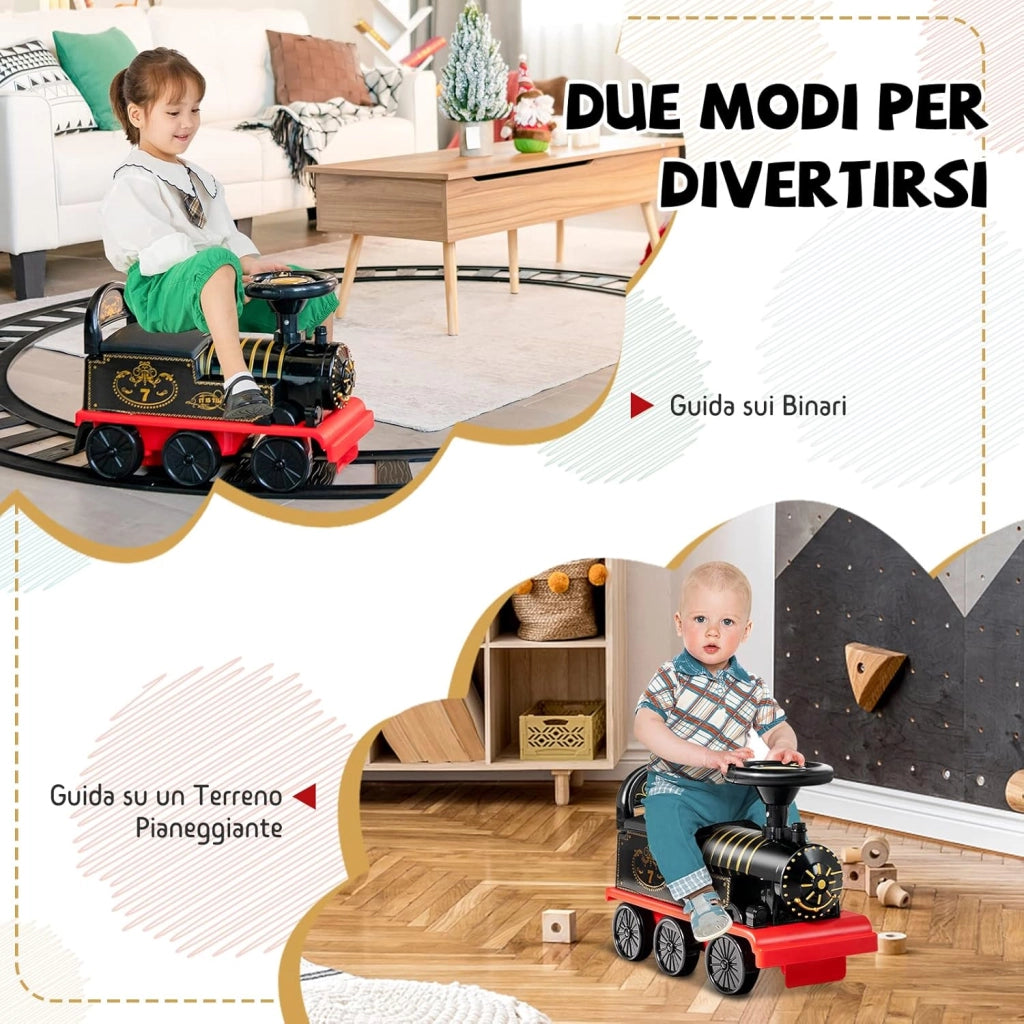 Trenino Elettrico per Bambini, Treno Giocattolo con 16 Pezzi di Binari, con Luci e Suoni, Scatola di Stoccaggio, Regalo per Bambini Anni 3+ (Nero)