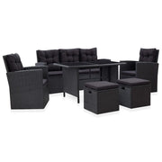 Set Divani da Giardino 6 pz con Cuscini in Polyrattan Nero cod mxl 39874