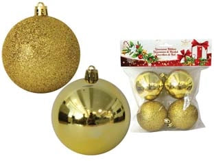 SFERE LISCE E GLITTERATE COLORE ORO  mm.60 in confezione da pz.4