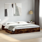 Giroletto con Cassetti-Struttura Letto con contenitore Rovere Fumo 180x200 cm Legno Multistrato 280234