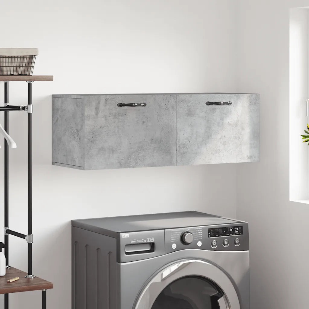 Armadietto a Muro | Mobile a Parete Grigio Cemento 100x36,5x35 cm Legno Multistrato