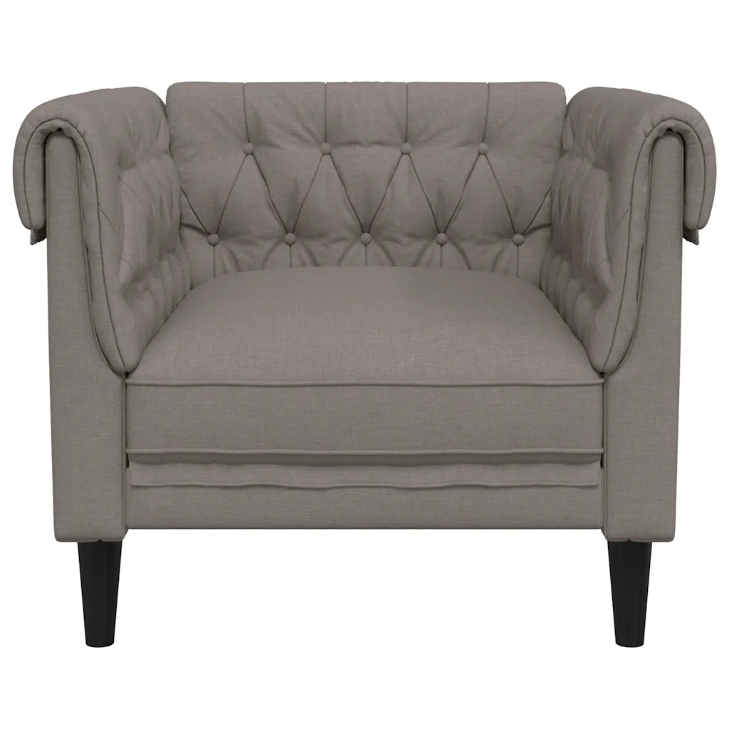 Poltrona Chesterfield Tortora in Tessuto 372543