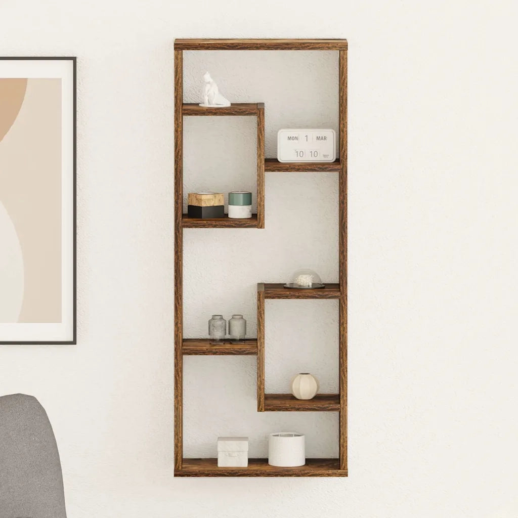 Mensola a Muro Rovere Fumo 36x16x90 cm in Legno Multistrato cod mxl 51747
