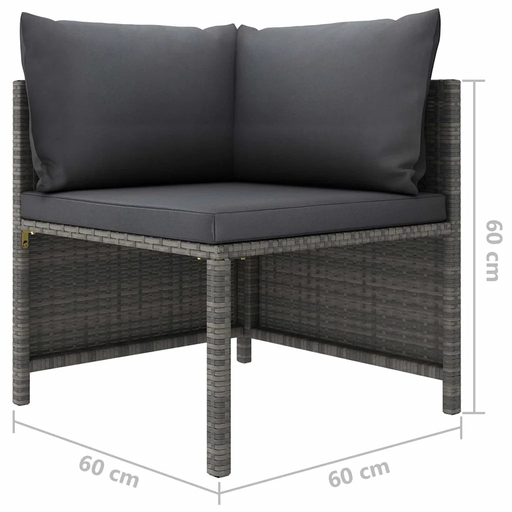 Set Divani da Giardino 6 pz con Cuscini in Polyrattan Grigio 3059757