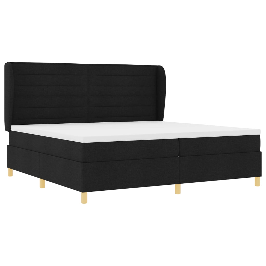 Letto box spring  con materasso Nero 200x200 cm Tessuto
