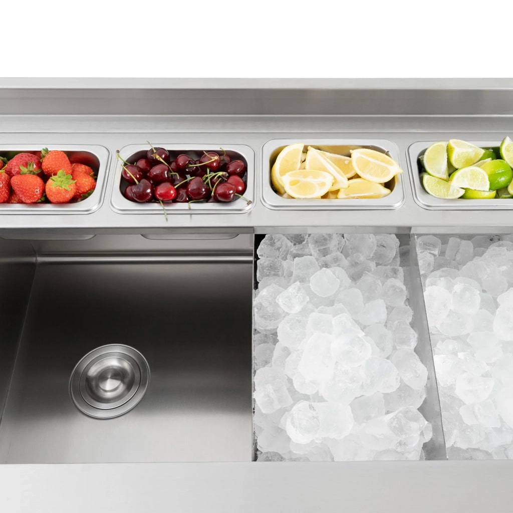 Postazione Bar Cocktail Premium Acciaio Inox Vano Ghiaccio Lavello Speed Rail