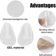 Piedi gel - Pads Antiscivolo per Inseguiti - Dampening di Shock - Progettazione Ergonomica - Comodo per Calzature con Tacco - 2 Pair Translucido
