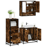 vidaXL Set Mobili da Bagno 3 pz Rovere Fumo in Legno Multistrato