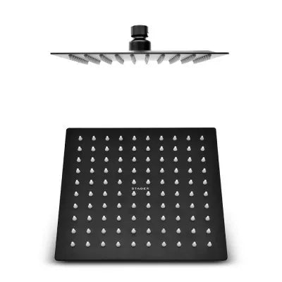 Kit doccia nero opaco completo di soffione quadrato 25x25 cm e miscelatore incasso