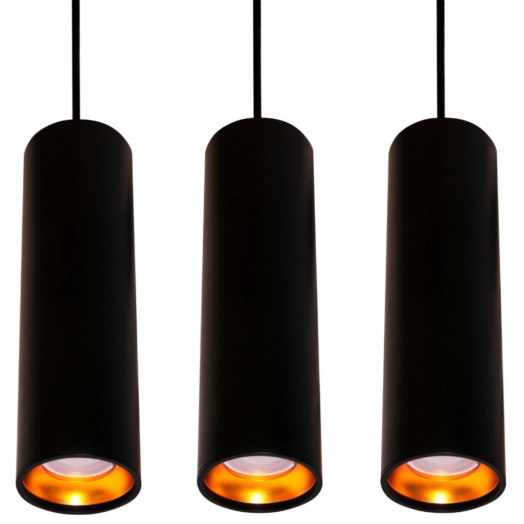 Lampada a sospensione tubi LATI 3xGU10 nero/oro Polux