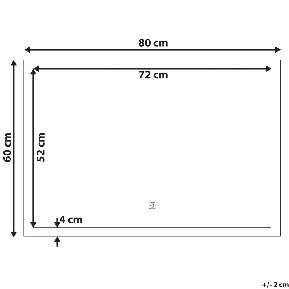 Specchio da bagno illuminato a LED Rettangolare 60 x 80 cm Glamour