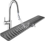 Mat di protezione per lato doccia pieghevole con canali di drenaggio 60 x 10 cm, panno di assorbimento antiscivolo in silicone, protezione per lato doccia e afdruiprek, protezione per piatti e bicchieri pieghevole (grigio)