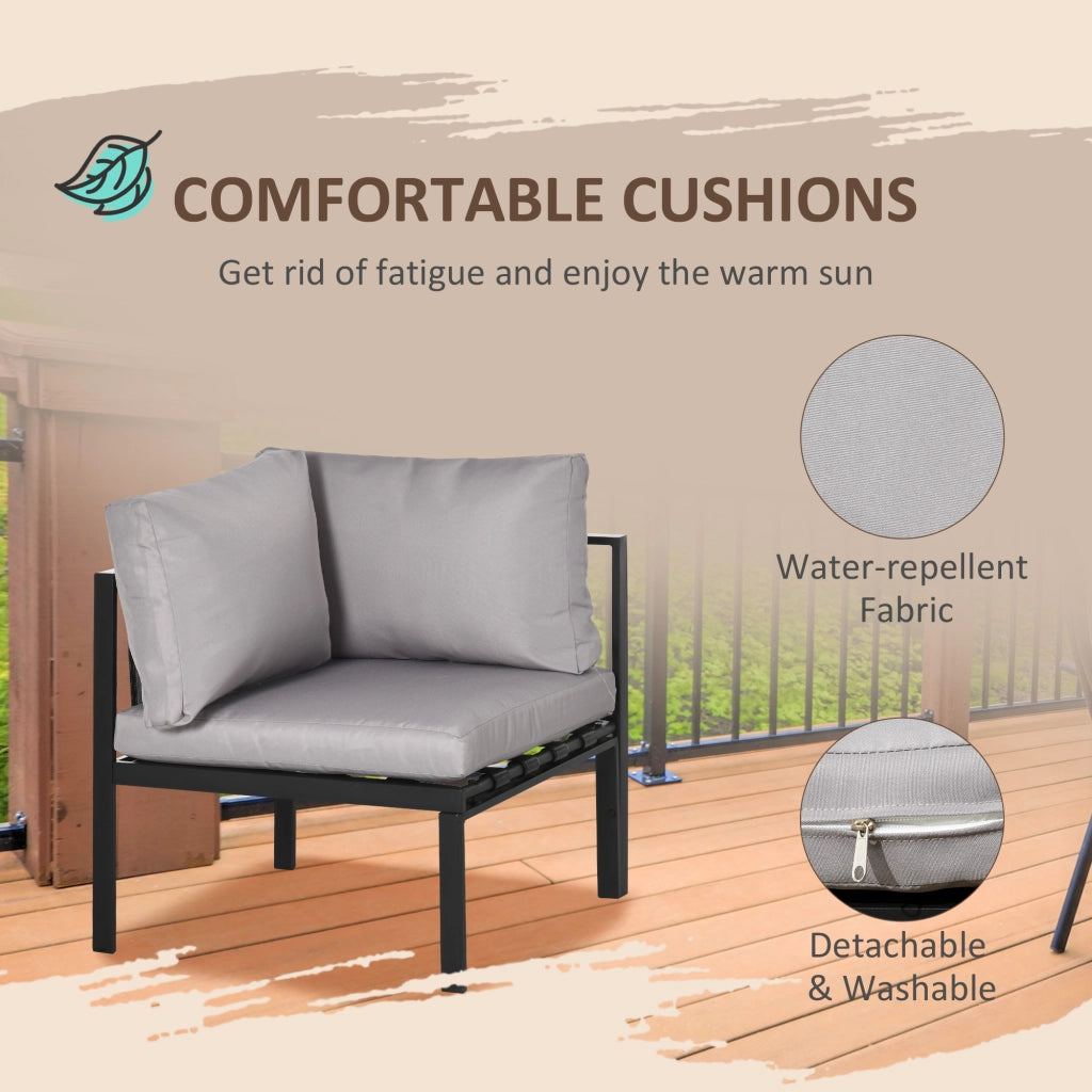 EasyComfort Set da Giardino 4 Pezzi con 2 Divanetti, Poltrona Angolare e Tavolino da Caffè in Vetro Temperato