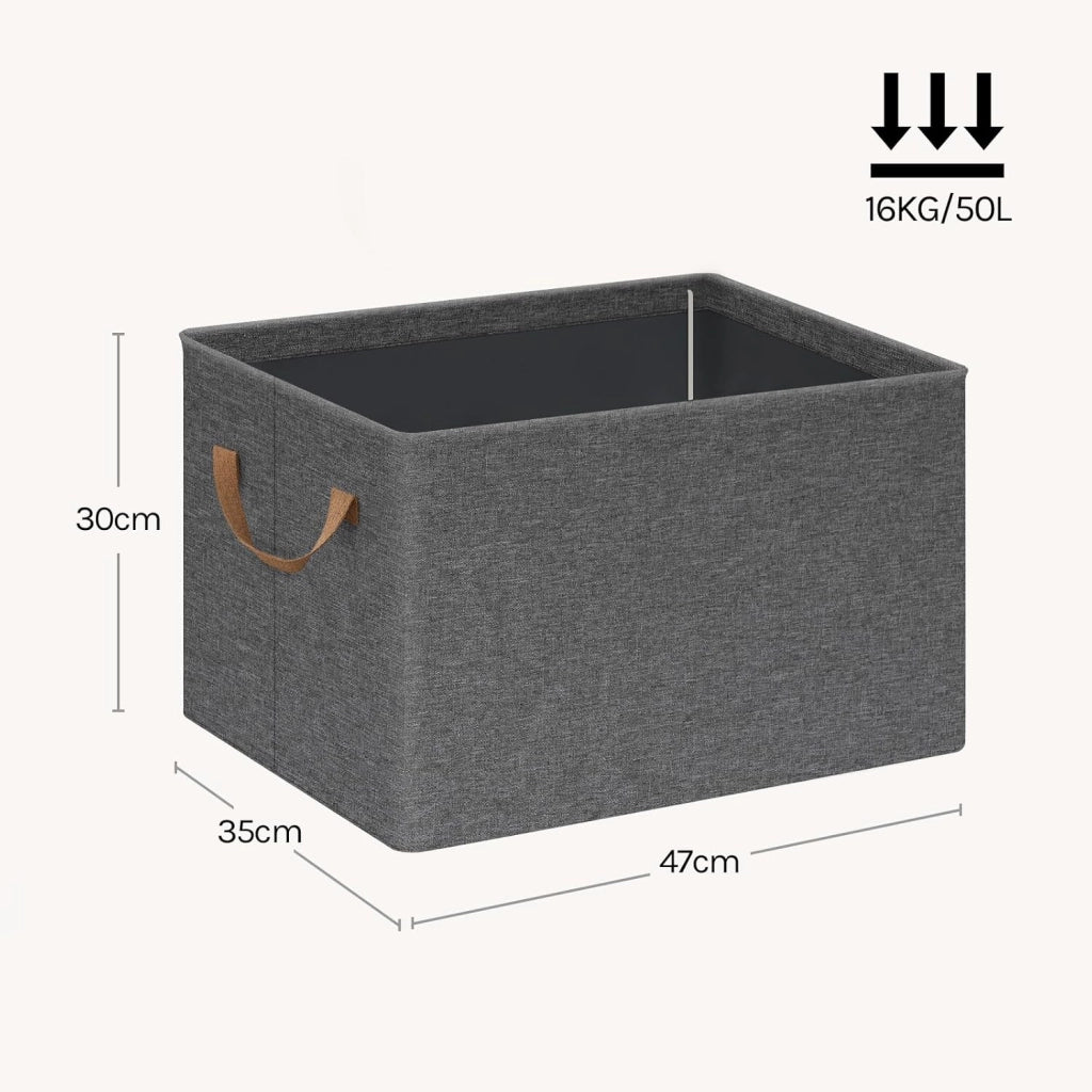 Set di 6 Scatole Portaoggetti Pieghevoli, Contenitori in Tessuto con Manici, per Vestiti e Giocattoli, Grigio, 47x35x30cm