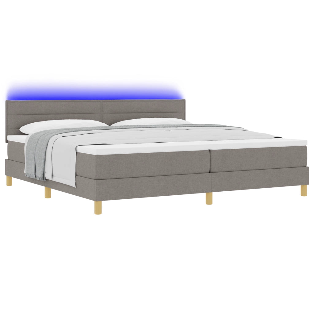 Letto a Molle con Materasso & LED Tortora 200x200 cm Tessuto