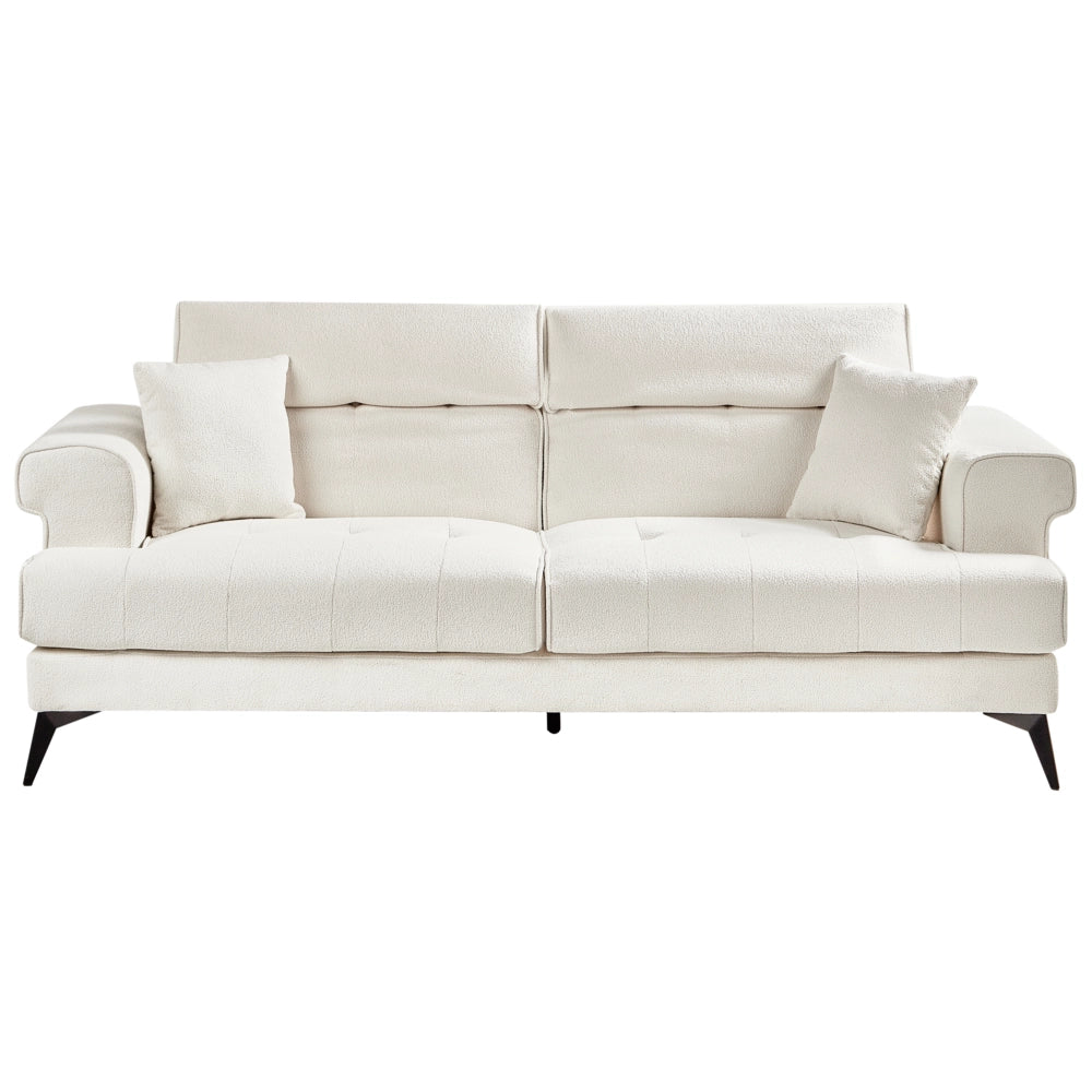 Set di divani in tessuto bouclé bianco a 2 e 3 posti con poggiatesta regolabili stile moderno