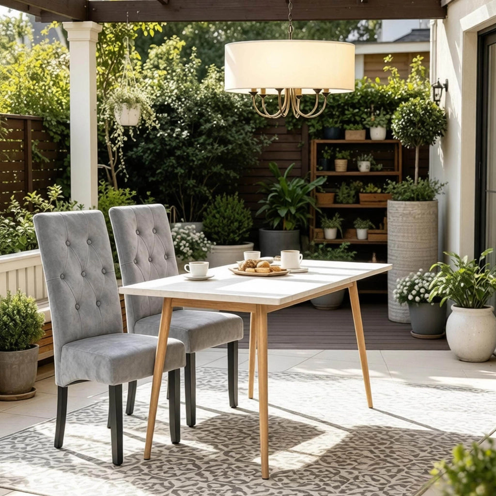Set di 2 sedie da pranzo in velluto grigio chiaro