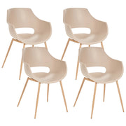 Set di 4 sedie da pranzo Beige Seduta sintetica Gambe in metallo Seduta moderna semplice e minimalista