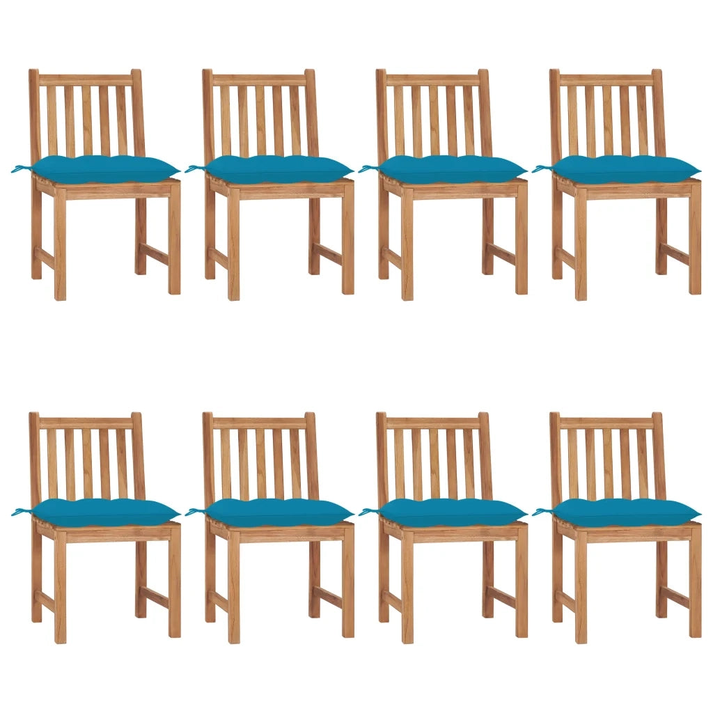 Sedie da Giardino con Cuscini 8 pz in Legno Massello di Teak cod mxl 8391