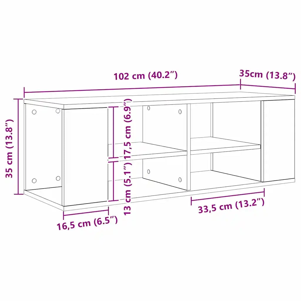 Set mobile TV 102 x 35 x 35 cm Rovere Nero Legno ingegnerizzato 875127