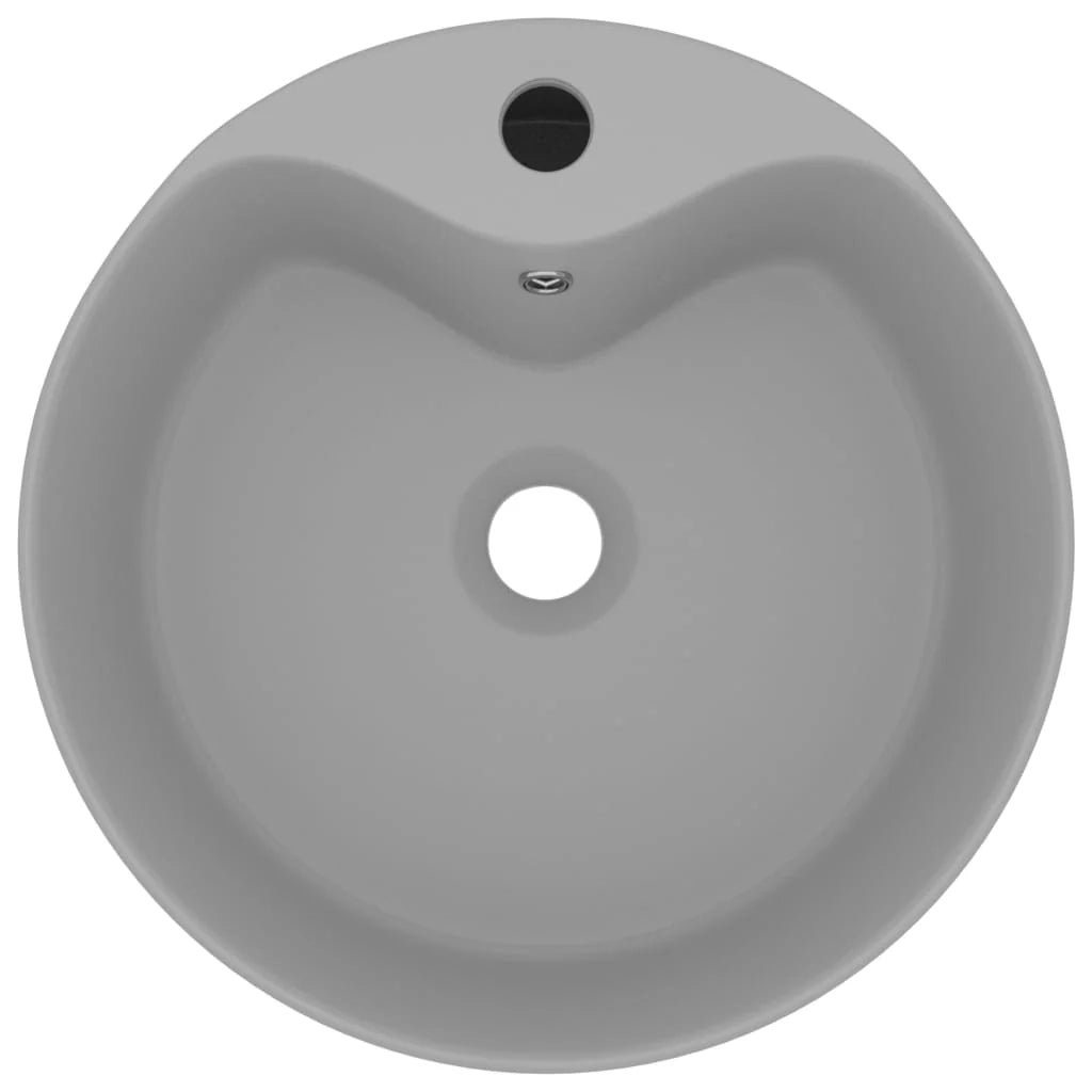 Lavabo di lusso con troppopieno lavabo da appoggio lavabo da bagno stanza da trucco casa 36x13 cm ceramica grigio chiaro opaco 02_0002779