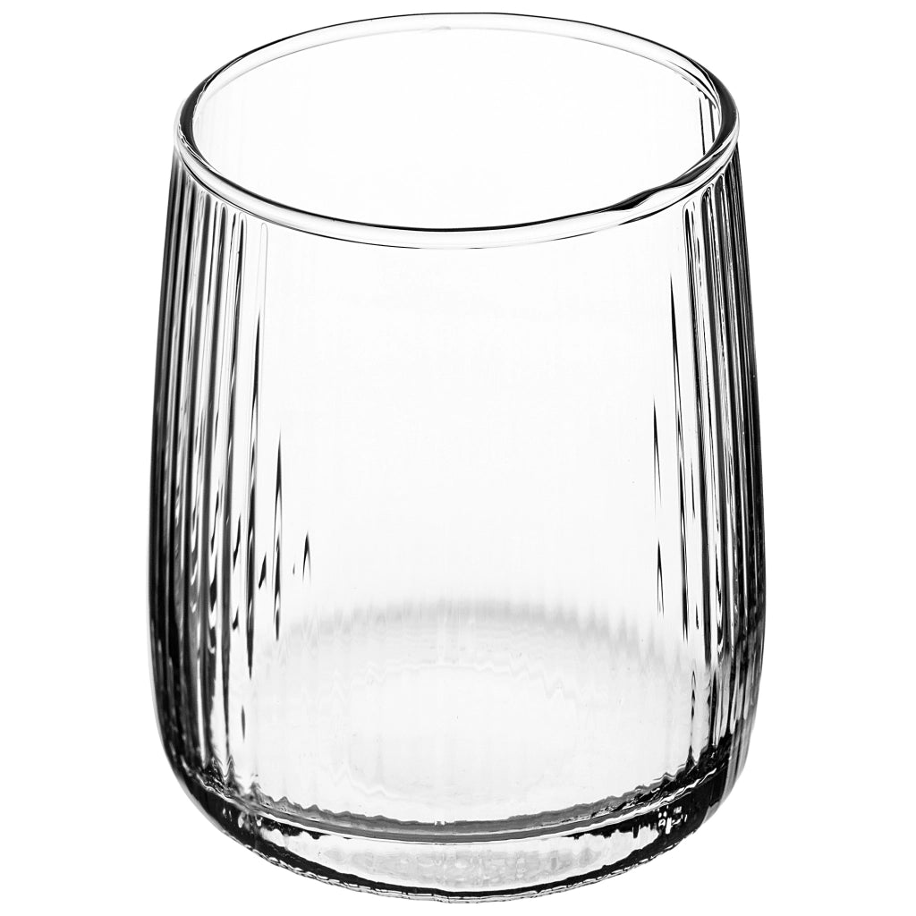 Set di 4 bicchieri da 310 ml per bevande, acqua e succhi di frutta, con superficie scanalata.