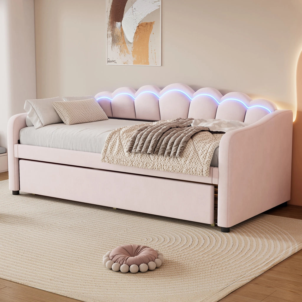Tagesbett con letto estraibile velluto 90x200 cm