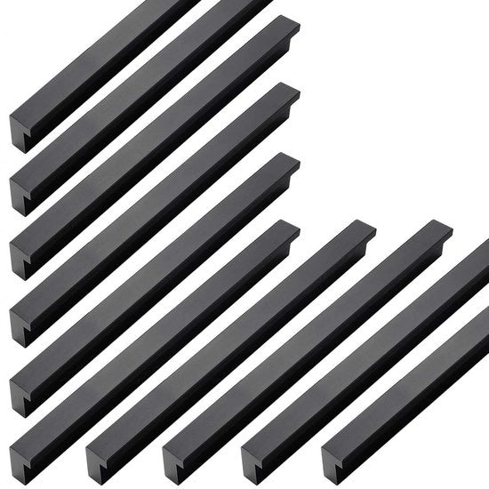 Maniglia di apertura porta in alluminio leggero - 202mm - Nero - Incluso 40 viti - Maniglia di cucina - Maniglia di apertura porta con maniglia - Modello specificato