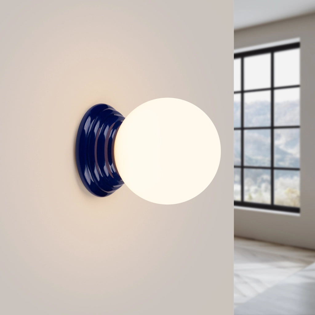 Applique bagno sfera vetro opale ultramarina G9 Albano PureLume