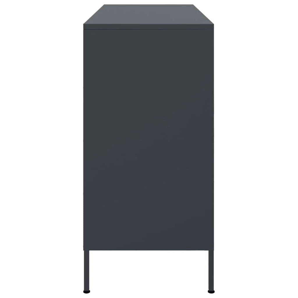 Credenza cassettiera armadio mobile contenitore organizer per cucina soggiorno salotto 100,5 x 39 x 79 cm acciaio antracite 02_0029687