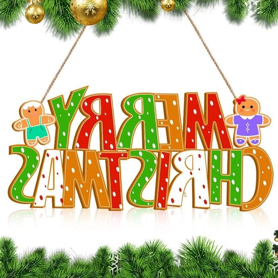 Decorazioni per la porta di Natale - Decorazione di legno invernale appesa - Uomo di peperoncino festoso di Natale - Decorazione di Natale all'aperto segno - Materiale per la festa di campagna in casa destra destra deur benodigdheden