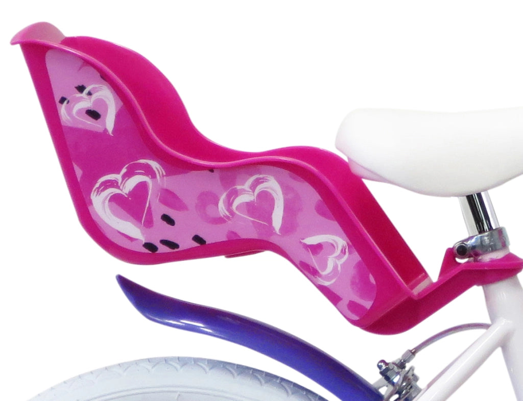 SCH HEART 16", bicicletta per bambini, adatta tra i 5 e i 7 anni, per altezza tra 105 e 135 cm, con cestino, campanello 