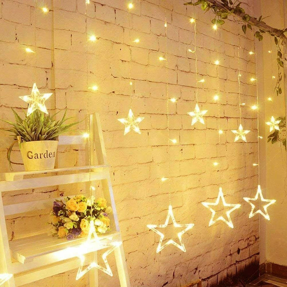 CATENA TENDA LUMINOSA DI NATALE LUCI NATALIZIE CON LED LUCE CALDA STELLA ADDOBBI PER INTERNO xc-3003