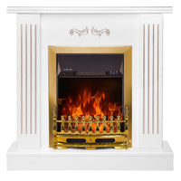 Camino Elettrico da Pavimento 90,5x94x26,5 cm Effetto Fiamma 2000W Smile & Galileo gold Bianco