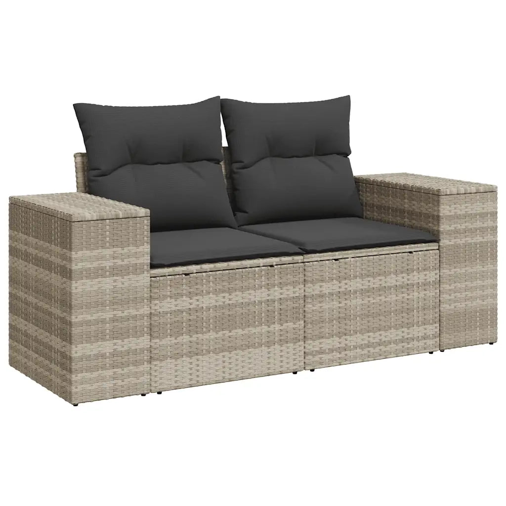 vidaXL Divano da Giardino con Cuscini 2 Posti Grigio Chiaro Polyrattan