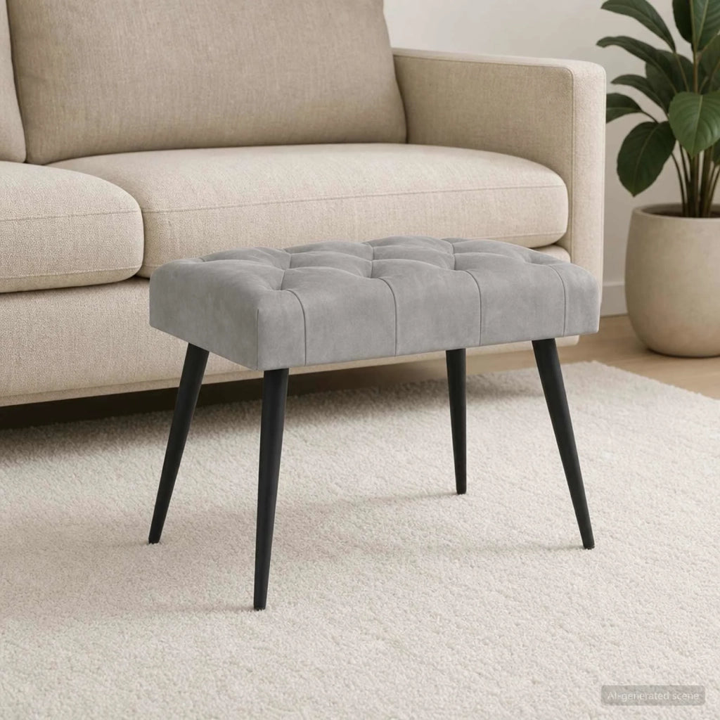 Panchina con bottoni imbottiti Grigio Chiaro 60 x 40 x 45 cm 42038543