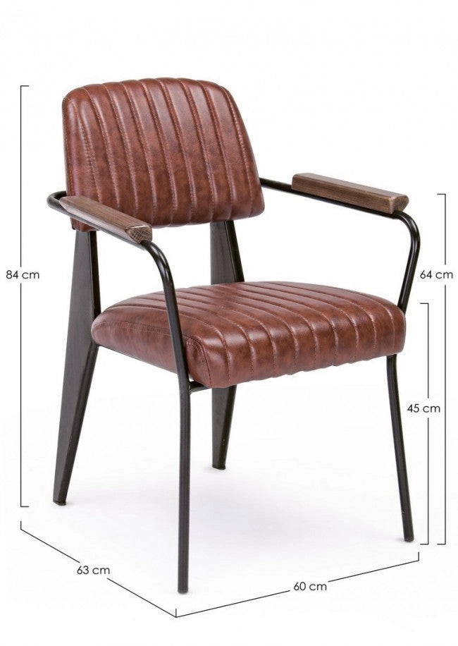 Set 2 Sedie Imbottite 60x63x81 cm Nelly in Ecopelle Arancio Scuro Vintage