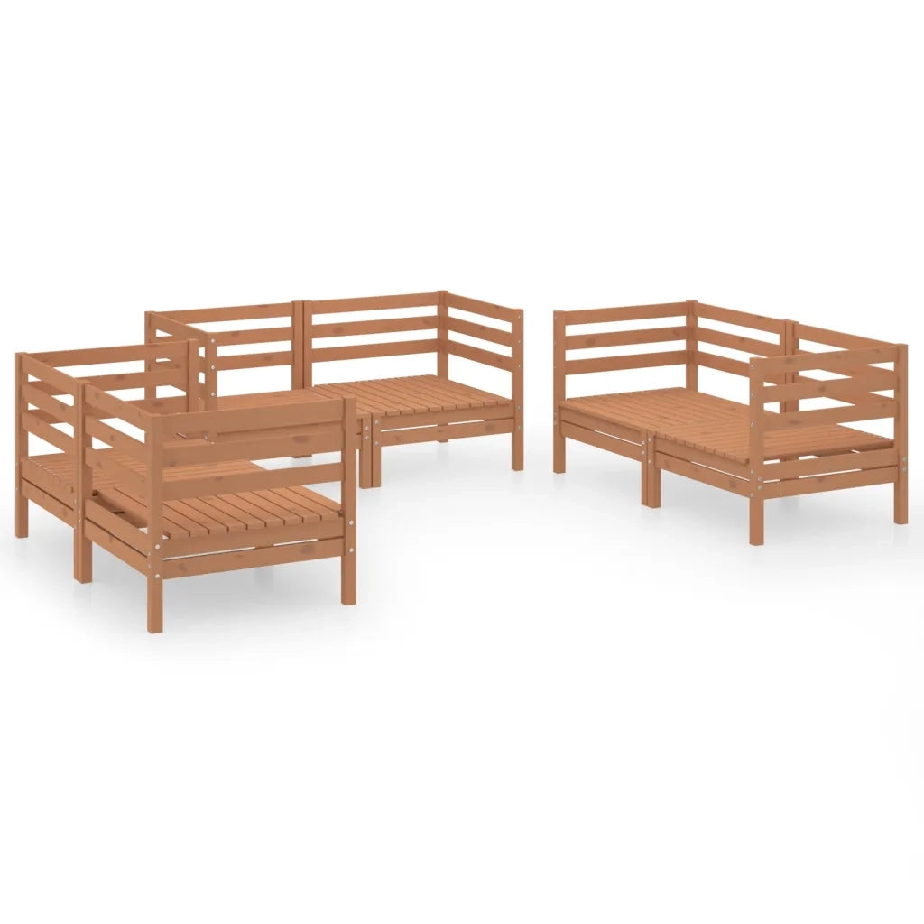 Set Salotto da Giardino 6pz Marrone Ambra Legno Massello Pino 3082585