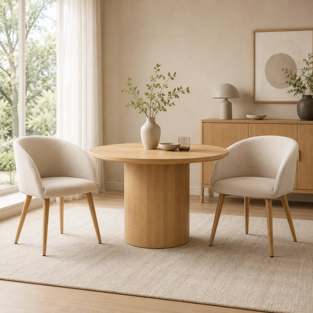 Set di 2 sedie da pranzo 55x56x74 cm imbottite con struttura in metallo beige