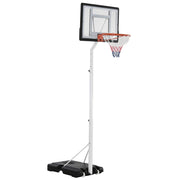 EasyComfort Canestro Basket per Adulti con Tabellone in PVC Regolabile 210-260cm Ruote Integrate Bianco