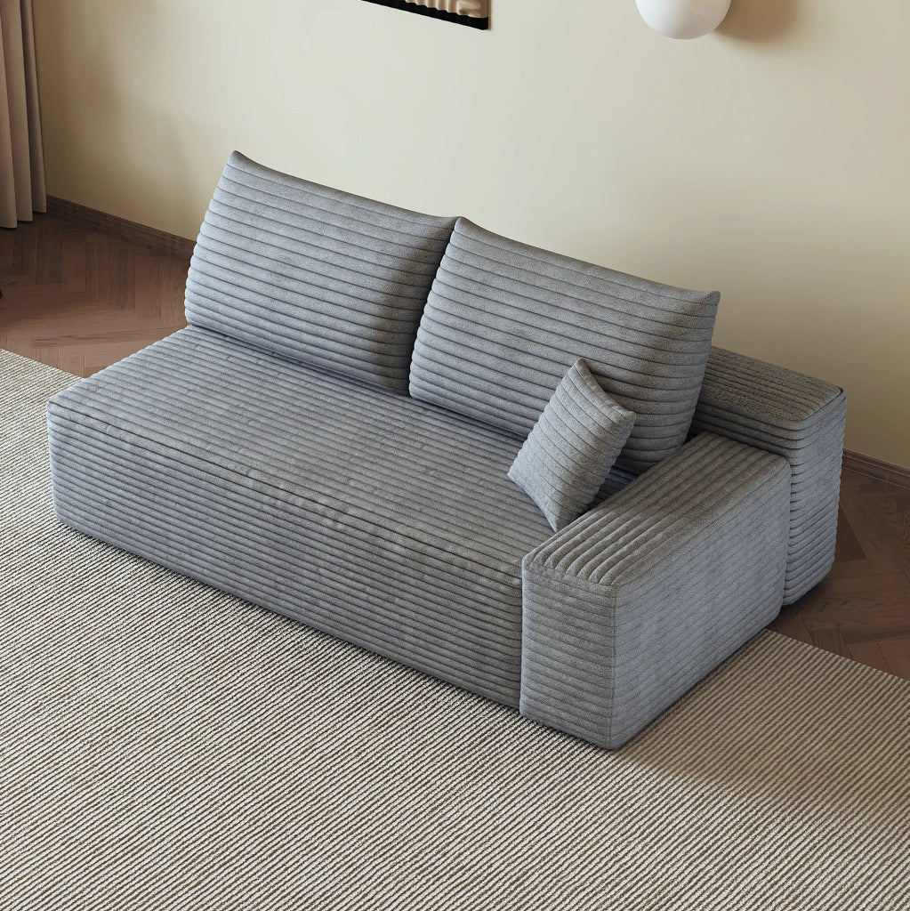 DIVANO 2 posti reversibile con chaise longue destra, tessuto grigio