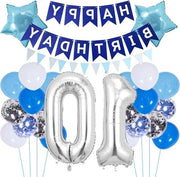 Decorazione di compleanno per bambino di 10 anni - Tema di compleanno - Ballooni di compleanno per il 10° anniversario - Decorazione di ballo blu